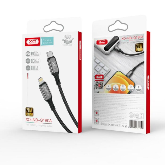 Кабель XO [NB-Q180A] USB-C to Lightning 20w купити оптом