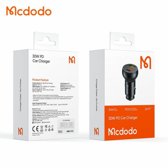 Прикурювач McDodo [CC-6810] USB + USB-C 30w Mushrooms with Digital Display Series купити оптом