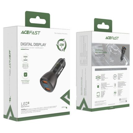 Прикурювач Acefast B7 Metal Dual USB with digital display 45W купити оптом