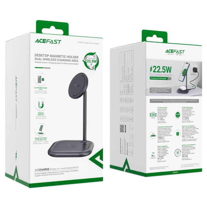 Бездротова зарядка Acefast E6 Desktop 2in1 Wireless Charging Series купити оптом