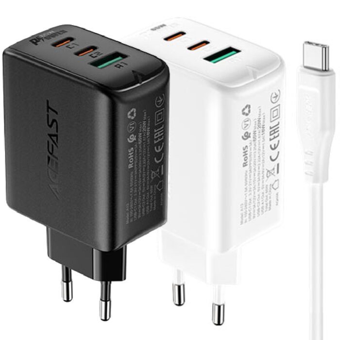 Комплект Acefast A13 адаптер 2xUSB-C + USB-A 65w + кабель USB-C to USB-C купити оптом