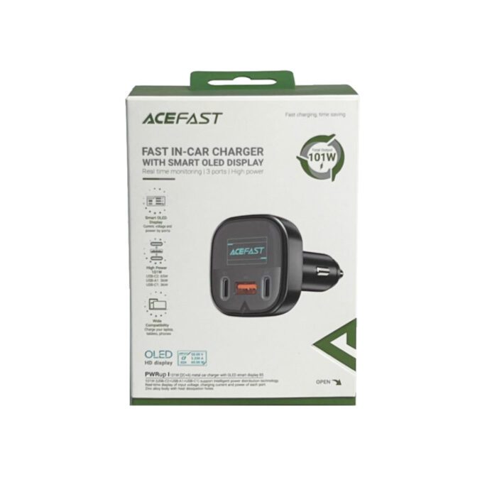 Прикурювач Acefast Metal B5 2xUSB-C + USB-A 101w with OLED Smart Display купити оптом