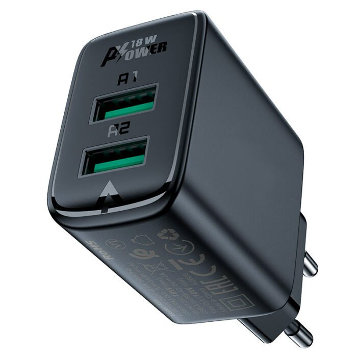 Адаптер Acefast A33 USB-A + USB-A Port 18w купити оптом