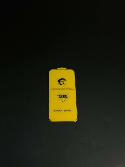 Захисне скло 9D для iPhone 15 Pro техпак (Black) купити оптом