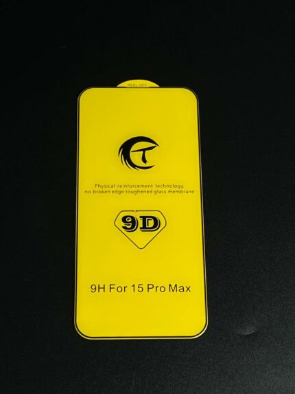 Захисне скло 9D для iPhone 15 Pro Max техпак (Black) купити оптом
