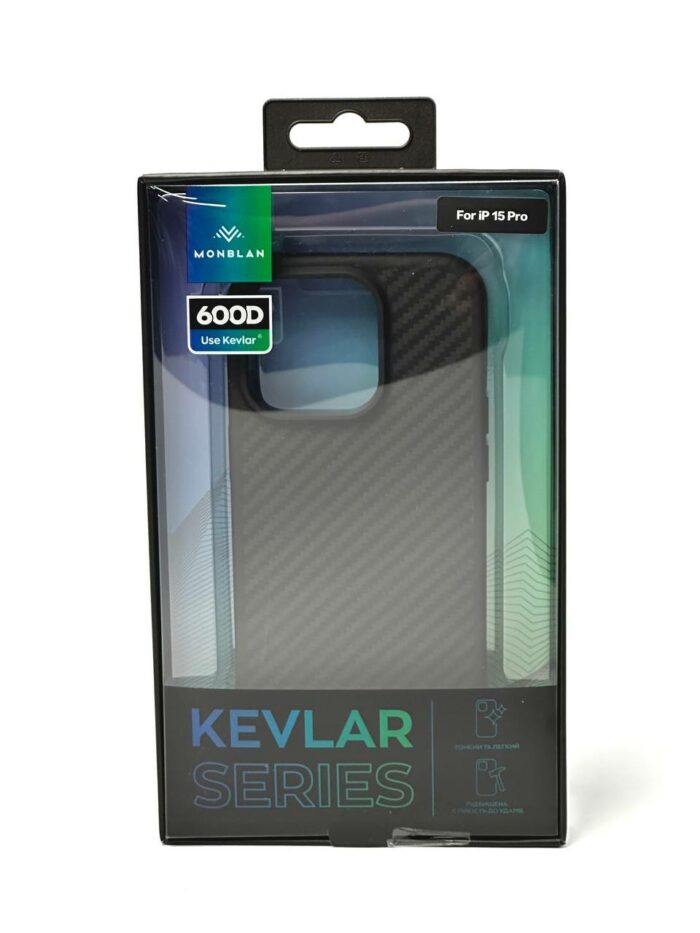 Чохол Monblan для iPhone 15 Pro [MKM15P] Kevlar Magnetic Series (Black-Grey) купити оптом