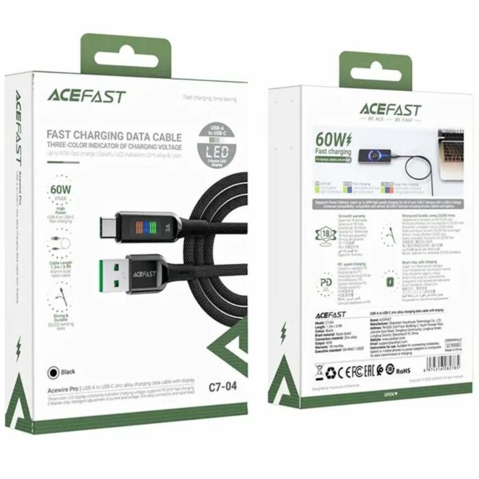 Кабель Acefast C7-04 USB to USB-C (Black) купити оптом